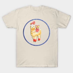 Christmas llama bringing cactus. T-Shirt